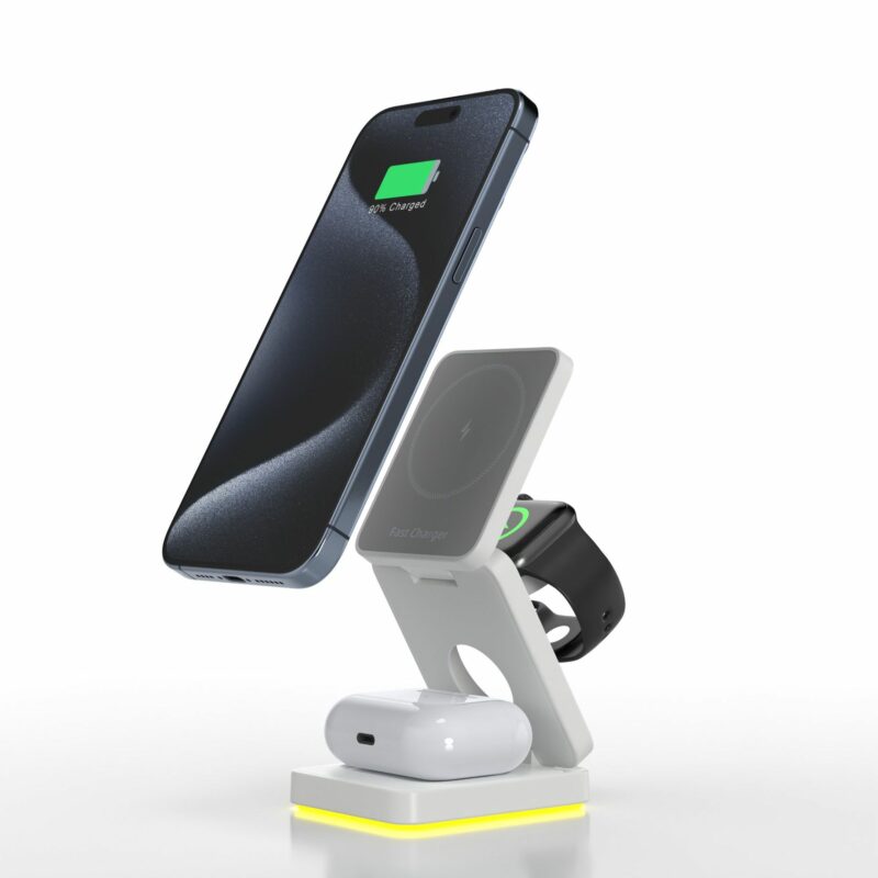 3 in 1 Wireless Charger Magnetic Foldable Charger For iphone charger power Adapter Charging Stand & Holder - Image 8