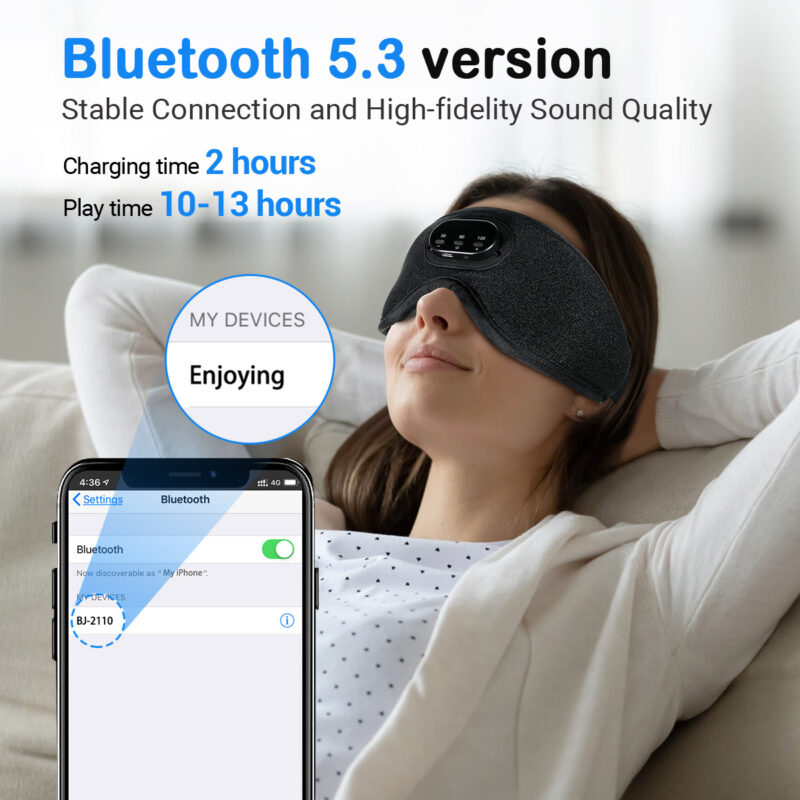 Bluetooth White Noise Milk Silk 3D Eye Socket Full Blackout Breathable Smart Music Sleep Mask - Image 3