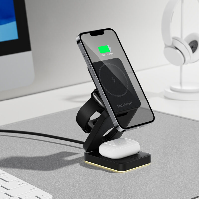 3 in 1 Wireless Charger Magnetic Foldable Charger For iphone charger power Adapter Charging Stand & Holder - Image 3