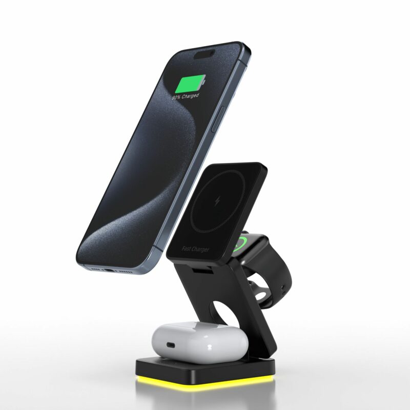 3 in 1 Wireless Charger Magnetic Foldable Charger For iphone charger power Adapter Charging Stand & Holder - Image 9