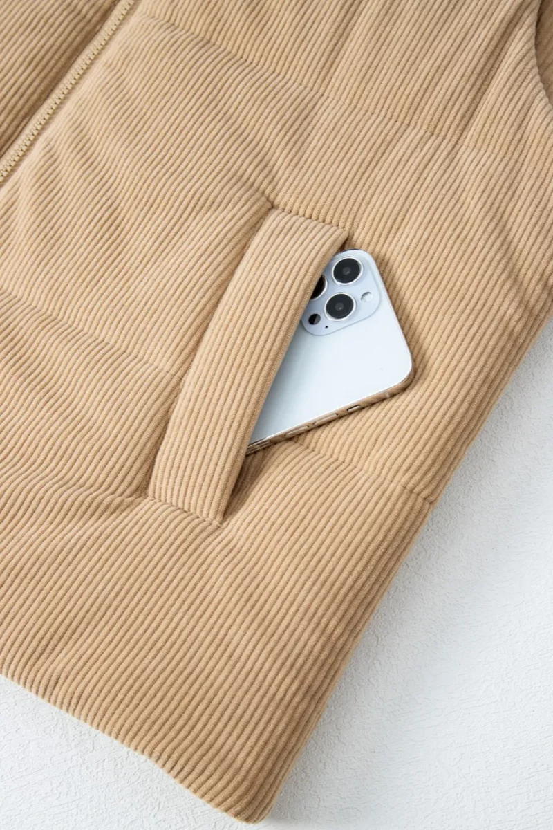 Pocketed Zip Up Turtleneck Vest Coat - Image 13