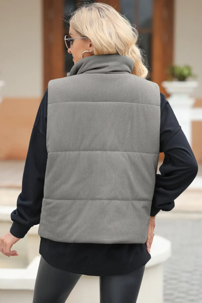 Pocketed Zip Up Turtleneck Vest Coat - Image 20