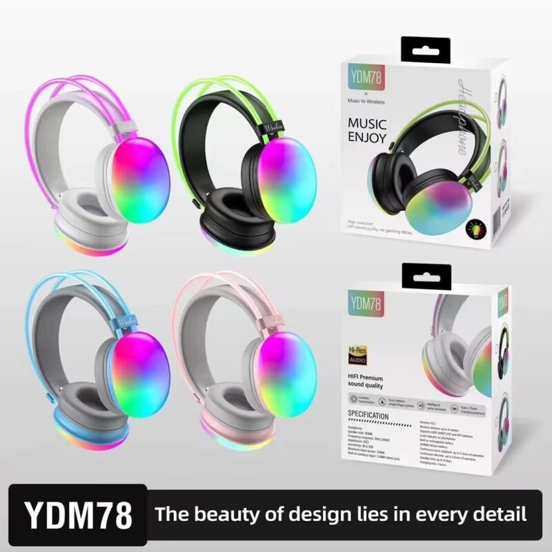 Head mounted Bluetooth earphones YDM78 luminous computer gaming wireless headset - Image 5