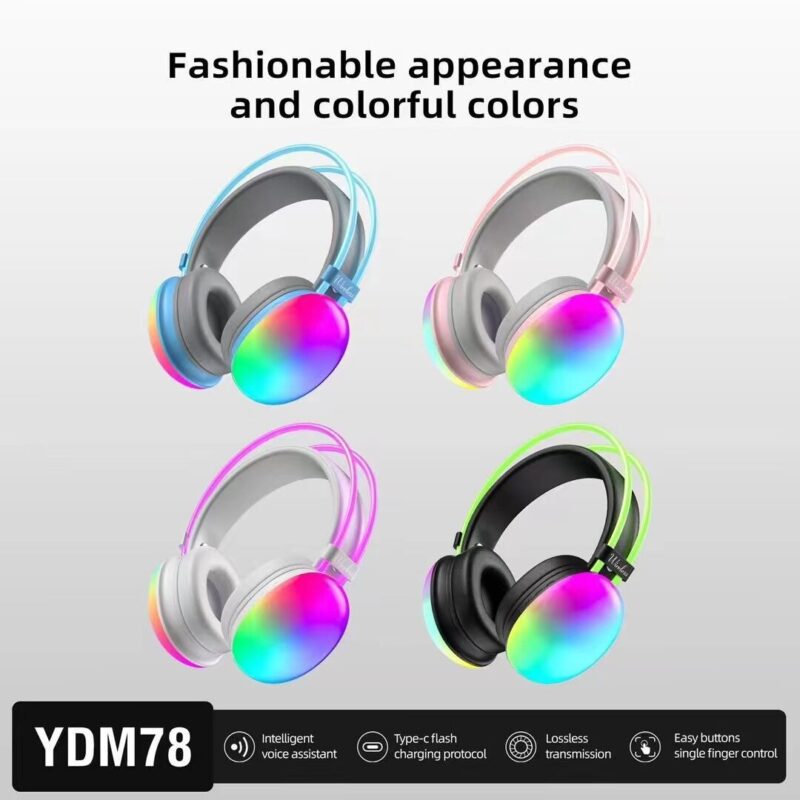 Head mounted Bluetooth earphones YDM78 luminous computer gaming wireless headset - Image 4