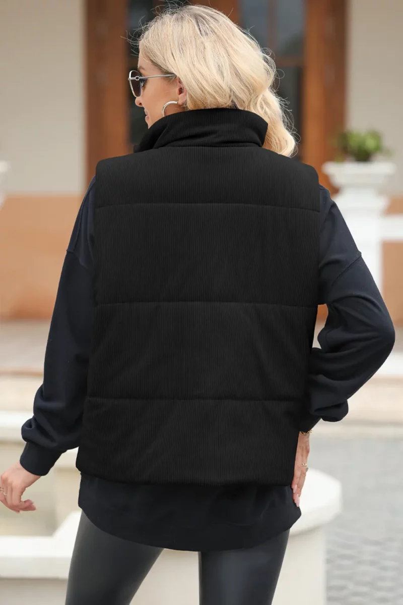 Pocketed Zip Up Turtleneck Vest Coat - Image 23