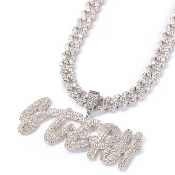 Customized Name Necklace Doulble Layer Curise Letters Pendant Ice Out 9mm Cuban Chain Necklace Best Gift Hiphop Jewelry
