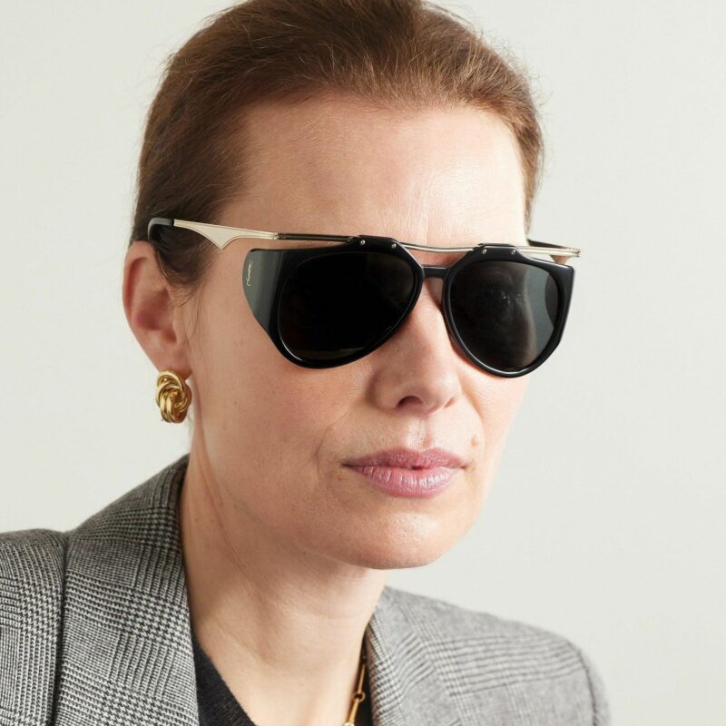 Sunglasses, European and American street photos, Instagram influencers, models, geometric metal frames, sunglasses for women - Image 2