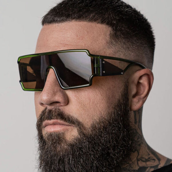 Square connected sunglasses with hollowed out avant-garde personality Instagram popular fashion street photography futuristic sunglasses
