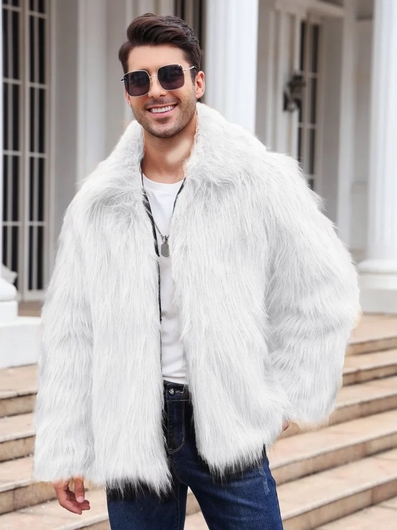 Men Faux Fox Fur Jacket Coat Winter Thick Fluffy Long Sleeve Lapel Warm Shaggy Outerwear Luxury Fur Jacket Bontjas Jackets Mens - Image 4