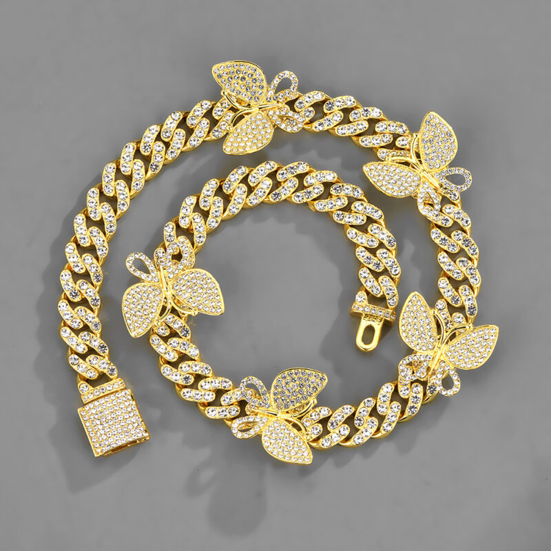 Butterfly Accessories Cuban Chain 15mm Geometric Hip Hop Hiphop Bracelet Anklet Necklace Jewelry - Image 2