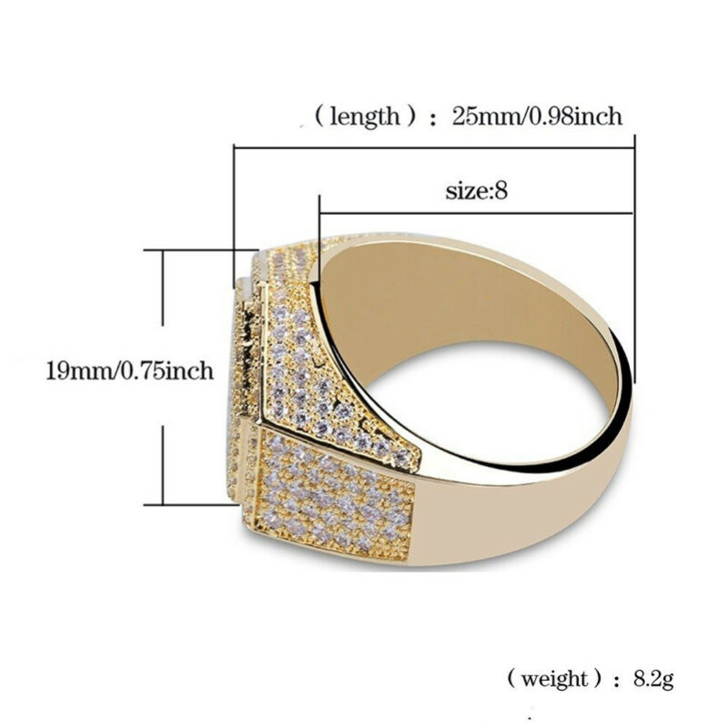 Hip Hop Fashion Rings Copper Gold Silver Color Iced Out Bling Micro Pave Cubic Zircon Geometry Ring Charms For Men gift - Image 4
