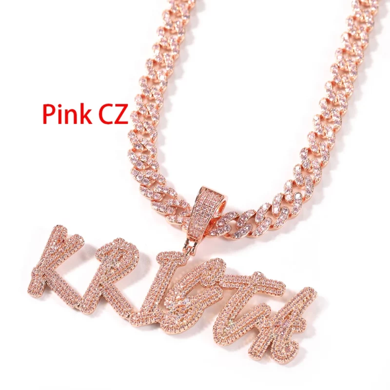 Customized Name Necklace Doulble Layer Curise Letters Pendant Ice Out 9mm Cuban Chain Necklace Best Gift Hiphop Jewelry - Image 4