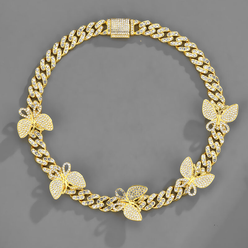 Butterfly Accessories Cuban Chain 15mm Geometric Hip Hop Hiphop Bracelet Anklet Necklace Jewelry - Image 5