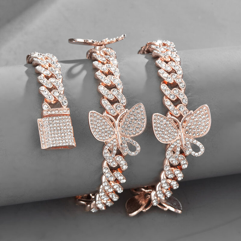 Butterfly Accessories Cuban Chain 15mm Geometric Hip Hop Hiphop Bracelet Anklet Necklace Jewelry - Image 3