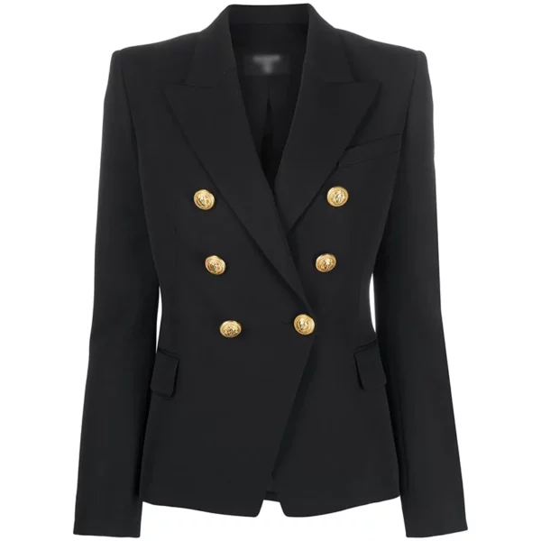 Fashion Women Classic Design European Style Spring Fall Fitness Slim All-mtach Black Blazer High Quality