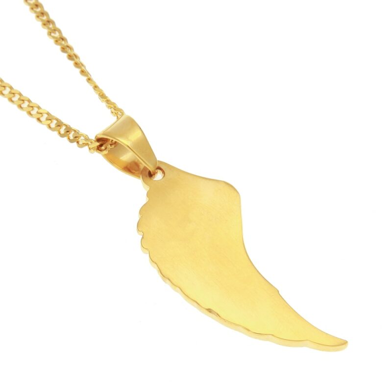 Feather Wing Pendant Necklace High Quality Stainless Steel Hiphop Gold Color Iced Out Rhinestones Chain - Image 5