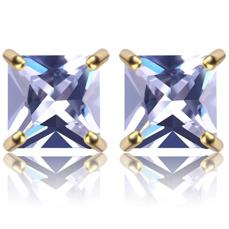Hip Hop Bling Stud Earrings Gold/Silver Color Iced Out Micro Pave 8mm CZ Stone Lab D Earrings - Image 2