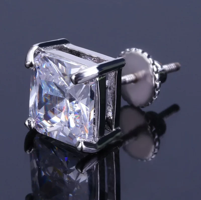 Hip Hop Bling Stud Earrings Gold/Silver Color Iced Out Micro Pave 8mm CZ Stone Lab D Earrings - Image 4